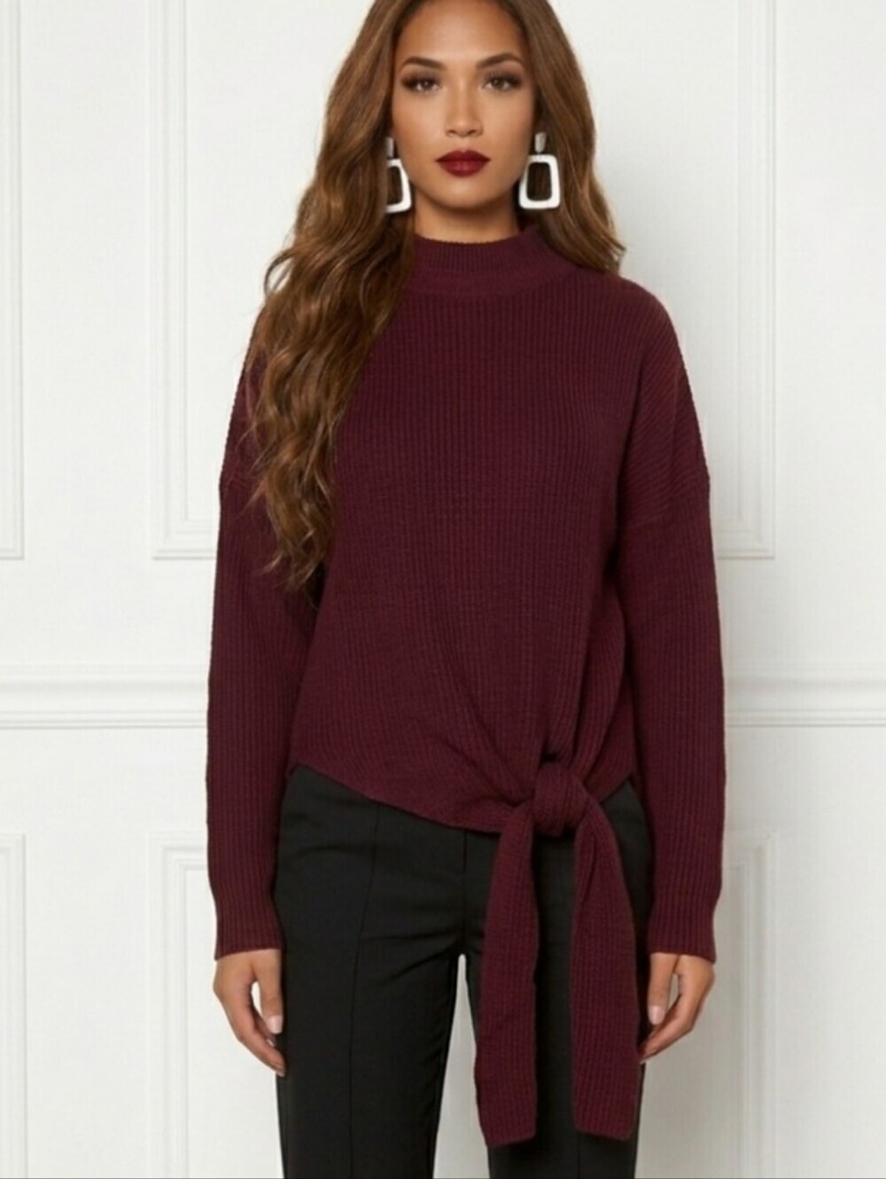 Halogen Wool and Alpaca Hair Sweater XL Knit Maroon Purple Thick Heavy Chic